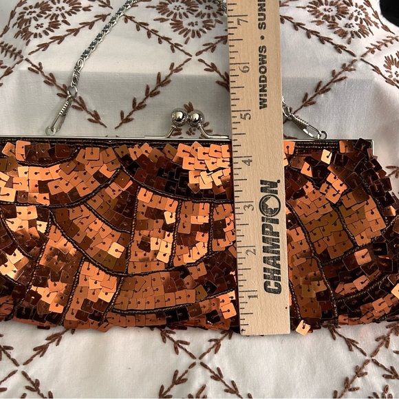 Vtg 90’s Apt 9 Women’s Copper Sequin Fashion Clutch w/ Removable Chain Strap - Picture 11 of 11